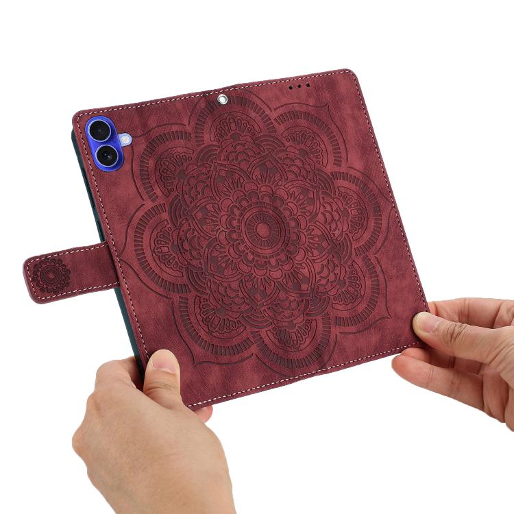 For iPhone 17 Mandala Embossed Retro Frosted Leather Phone Case
