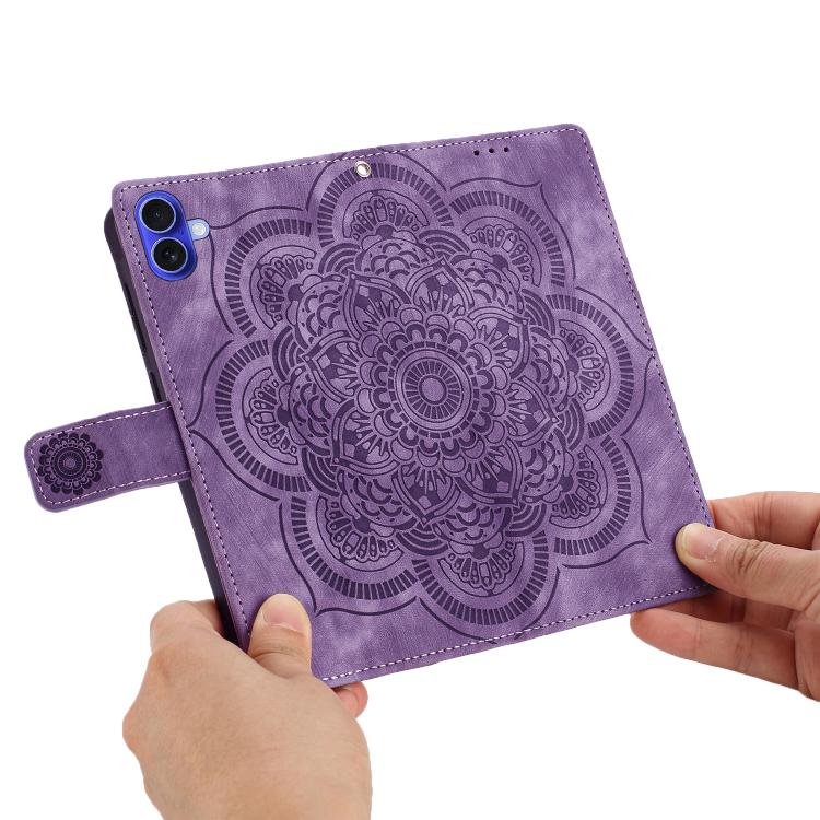 For iPhone 17 Mandala Embossed Retro Frosted Leather Phone Case