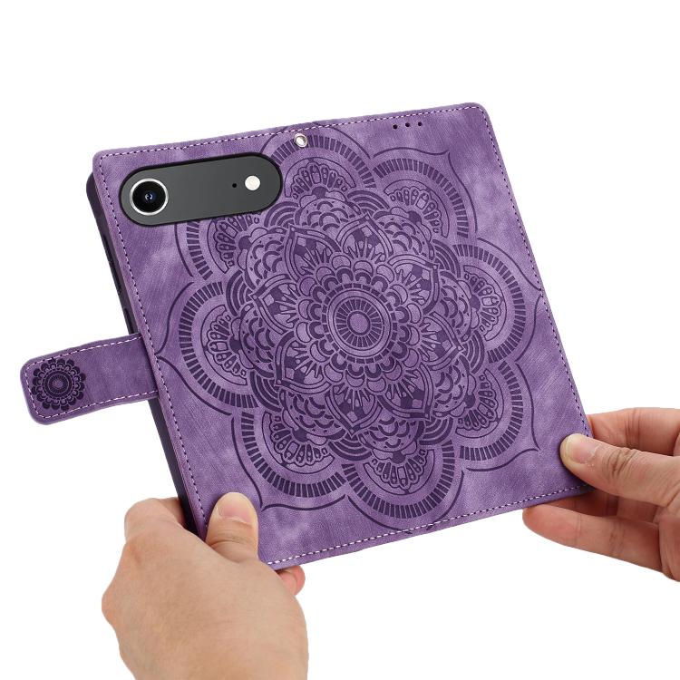 For iPhone Air Mandala Embossed Retro Frosted Leather Phone Case