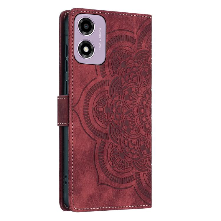 For Motorola Moto G24 / G04s / E14 4G Mandala Embossed Retro Frosted Leather Phone Case