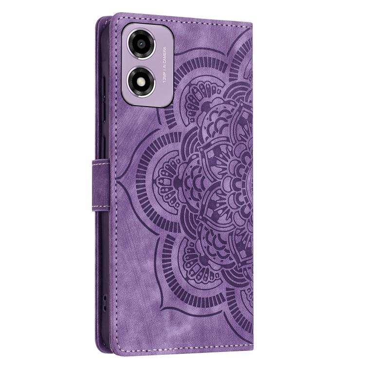 For Motorola Moto G24 / G04s / E14 4G Mandala Embossed Retro Frosted Leather Phone Case