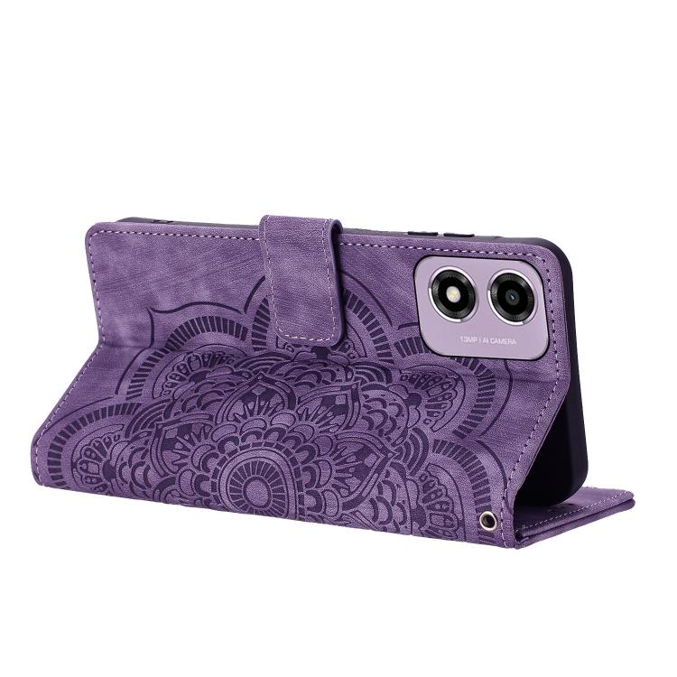 For Motorola Moto G24 / G04s / E14 4G Mandala Embossed Retro Frosted Leather Phone Case