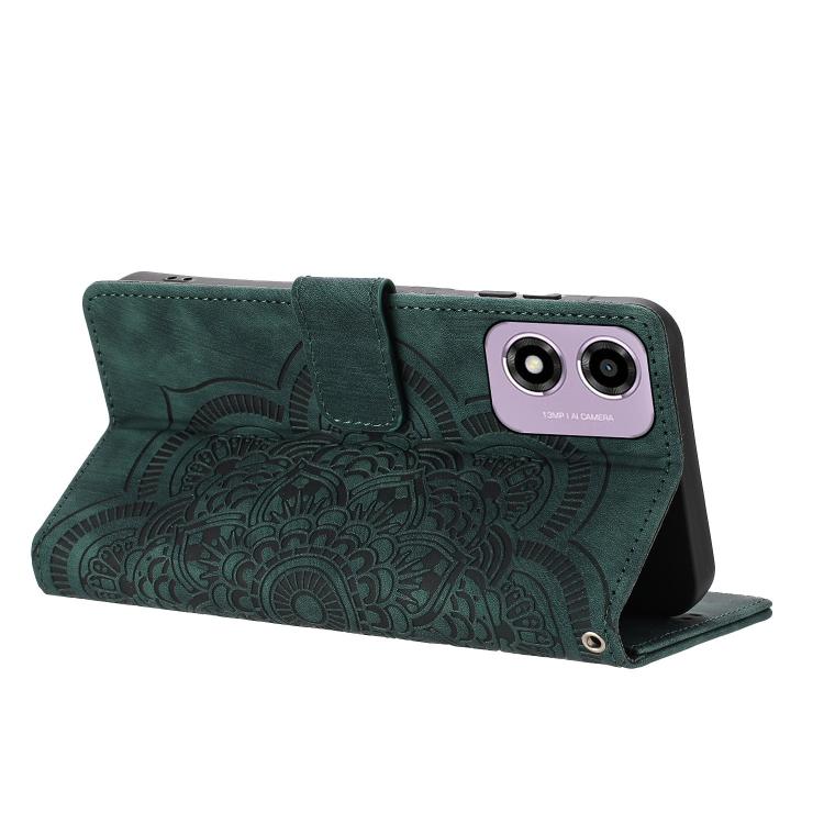 For Motorola Moto G24 / G04s / E14 4G Mandala Embossed Retro Frosted Leather Phone Case
