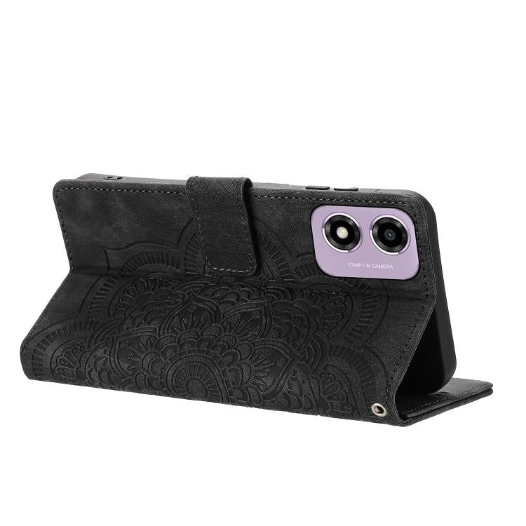 For Motorola Moto G24 / G04s / E14 4G Mandala Embossed Retro Frosted Leather Phone Case