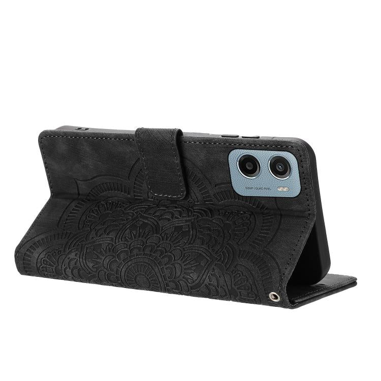 For Motorola Moto G05 / E15 Mandala Embossed Retro Frosted Leather Phone Case