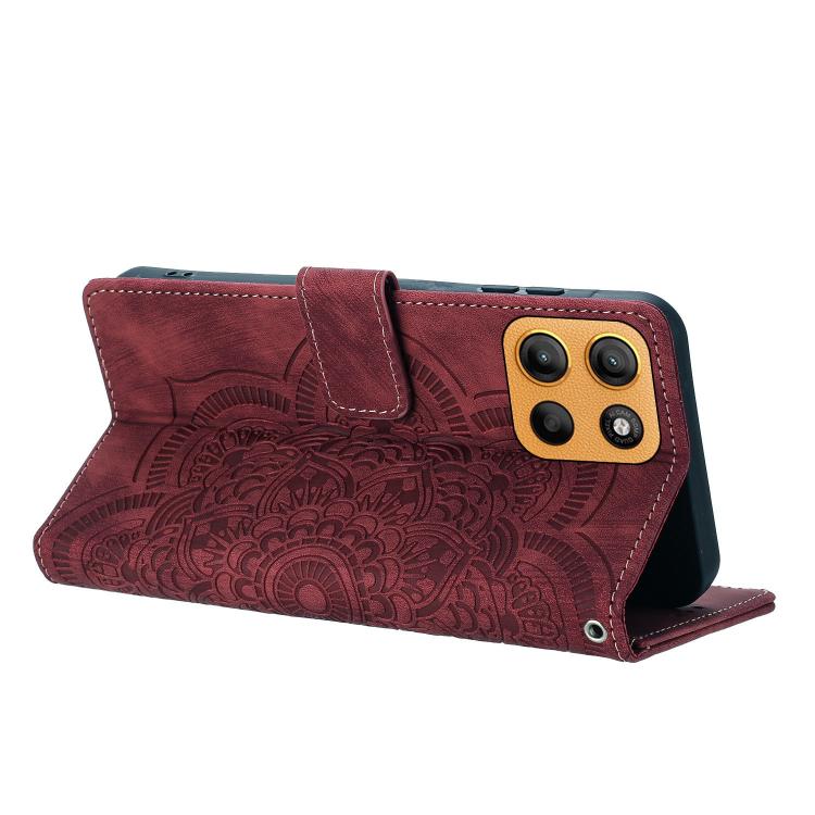 For Motorola Moto G15 Mandala Embossed Retro Frosted Leather Phone Case