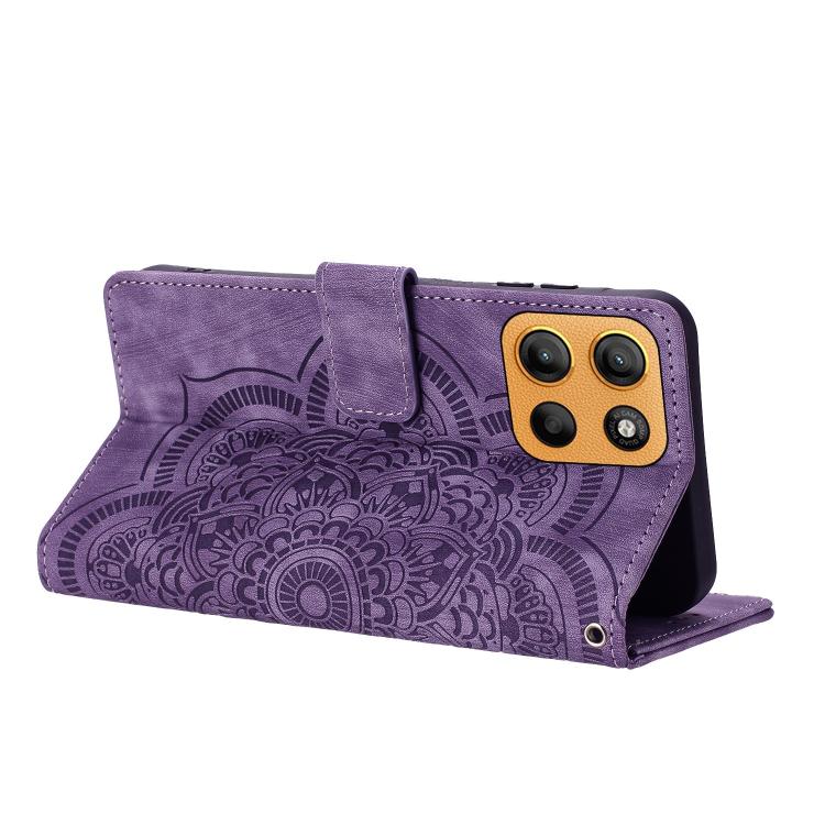 For Motorola Moto G15 Mandala Embossed Retro Frosted Leather Phone Case