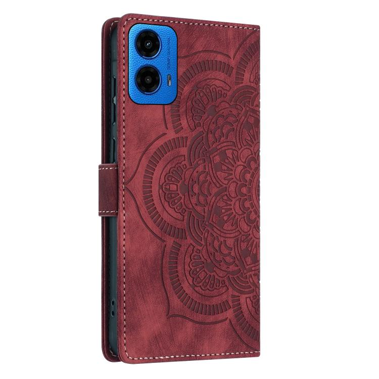 For Motorola Moto G34 / G45 5G Mandala Embossed Retro Frosted Leather Phone Case