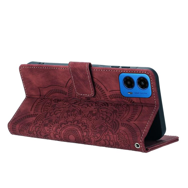 For Motorola Moto G34 / G45 5G Mandala Embossed Retro Frosted Leather Phone Case