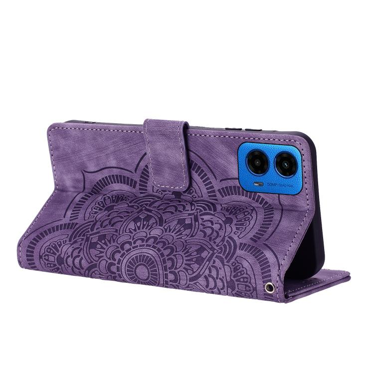 For Motorola Moto G34 / G45 5G Mandala Embossed Retro Frosted Leather Phone Case