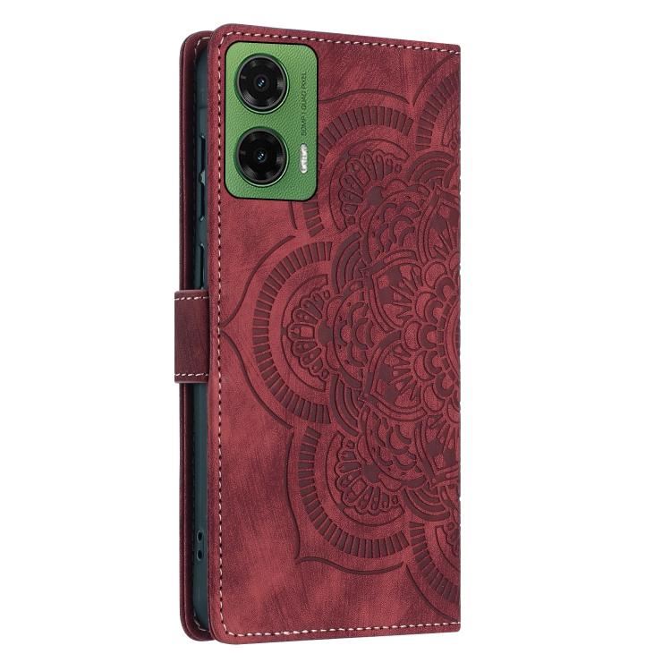 For Motorola Moto G35 5G Mandala Embossed Retro Frosted Leather Phone Case