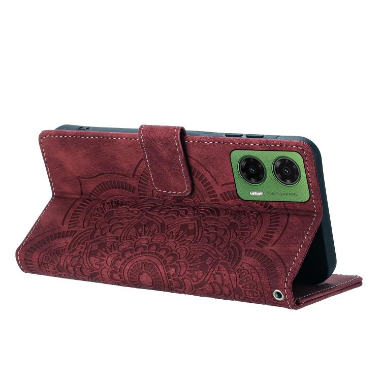 For Motorola Moto G35 5G Mandala Embossed Retro Frosted Leather Phone Case