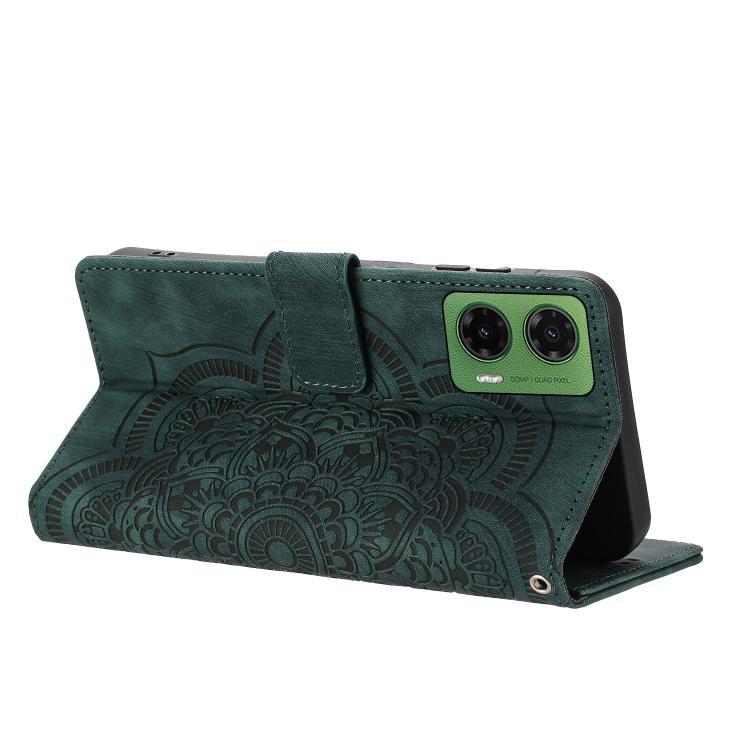 For Motorola Moto G35 5G Mandala Embossed Retro Frosted Leather Phone Case