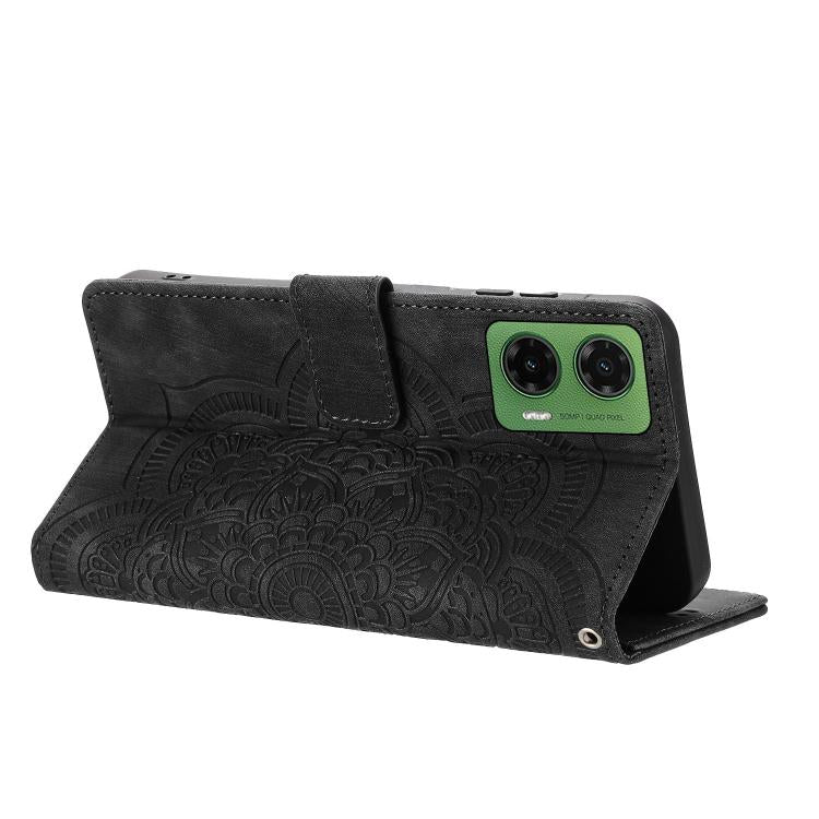 For Motorola Moto G35 5G Mandala Embossed Retro Frosted Leather Phone Case
