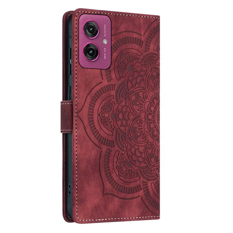 For Motorola Moto G55 5G Mandala Embossed Retro Frosted Leather Phone Case