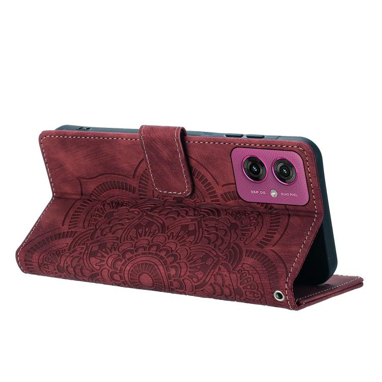 For Motorola Moto G55 5G Mandala Embossed Retro Frosted Leather Phone Case