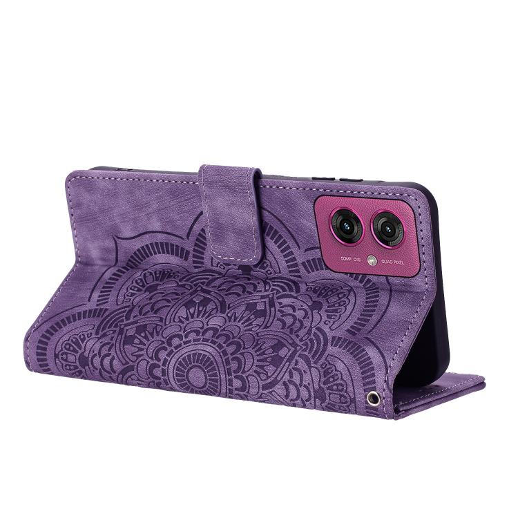 For Motorola Moto G55 5G Mandala Embossed Retro Frosted Leather Phone Case