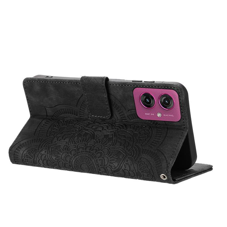 For Motorola Moto G55 5G Mandala Embossed Retro Frosted Leather Phone Case