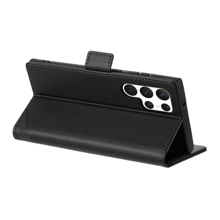 For Samsung Galaxy S22 Ultra 5G Embossed Multi-functional Side Suction Wallet Retro Leather Phone Case