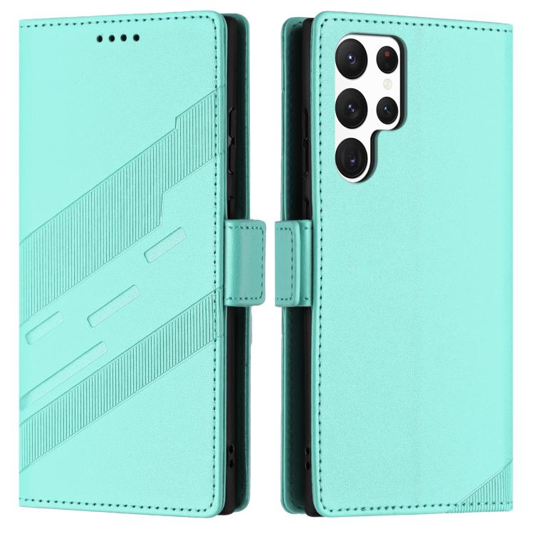 For Samsung Galaxy S22 Ultra 5G Embossed Multi-functional Side Suction Wallet Retro Leather Phone Case