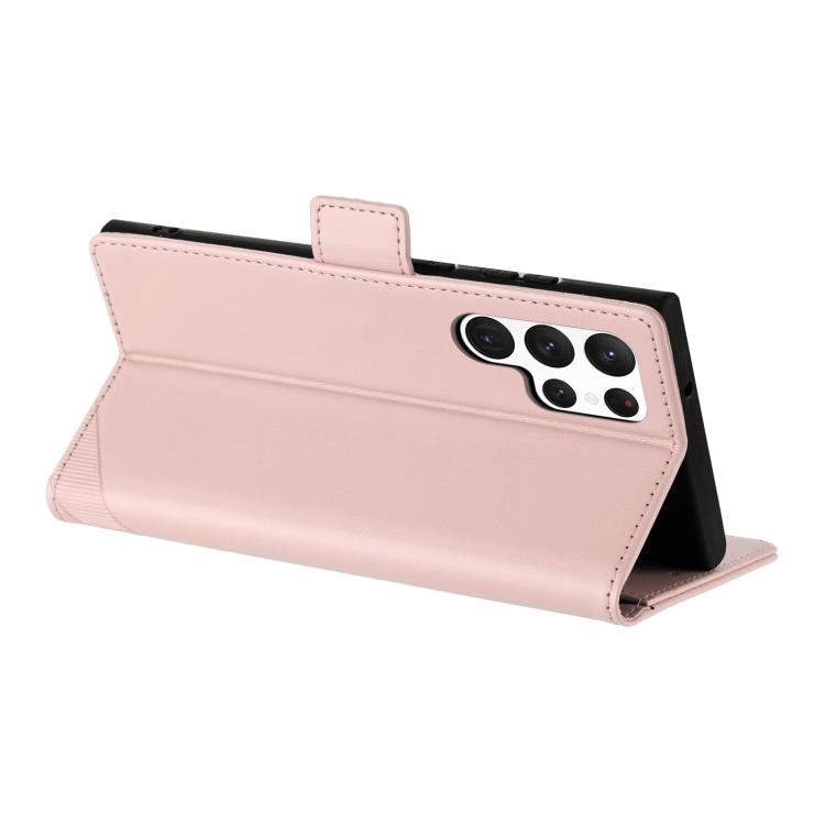 For Samsung Galaxy S22 Ultra 5G Embossed Multi-functional Side Suction Wallet Retro Leather Phone Case