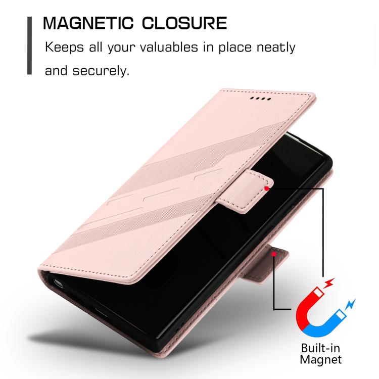 For Samsung Galaxy S22 Ultra 5G Embossed Multi-functional Side Suction Wallet Retro Leather Phone Case