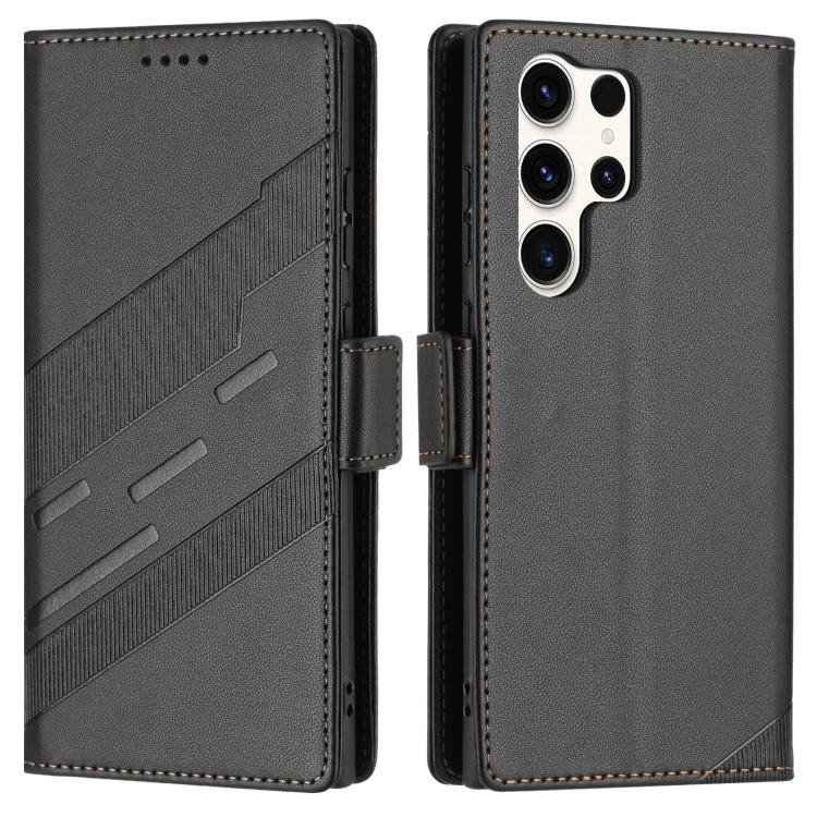 For Samsung Galaxy S23 Ultra 5G Embossed Multi-functional Side Suction Wallet Retro Leather Phone Case