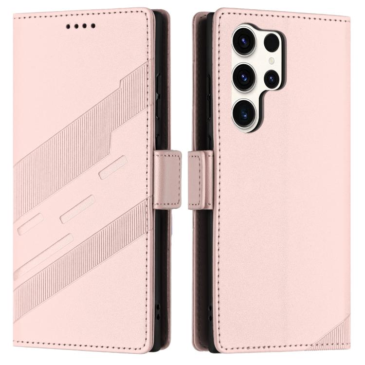 For Samsung Galaxy S23 Ultra 5G Embossed Multi-functional Side Suction Wallet Retro Leather Phone Case