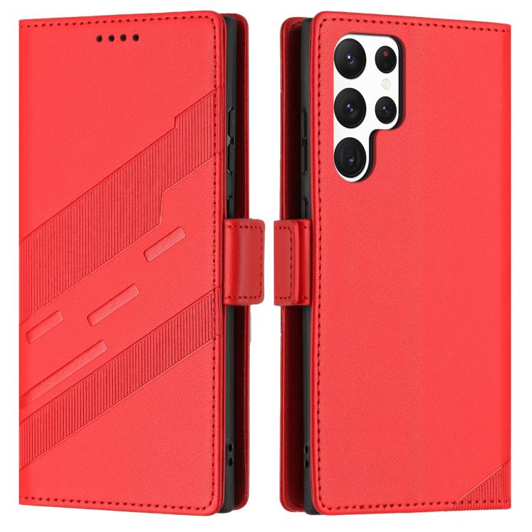 For Samsung Galaxy S24 Ultra 5G Embossed Multi-functional Side Suction Wallet Retro Leather Phone Case