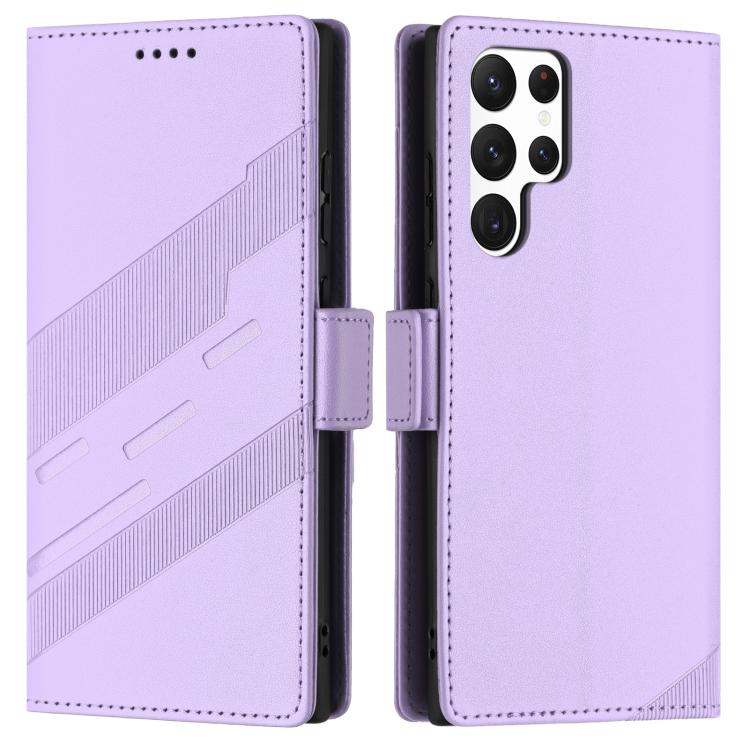 For Samsung Galaxy S24 Ultra 5G Embossed Multi-functional Side Suction Wallet Retro Leather Phone Case