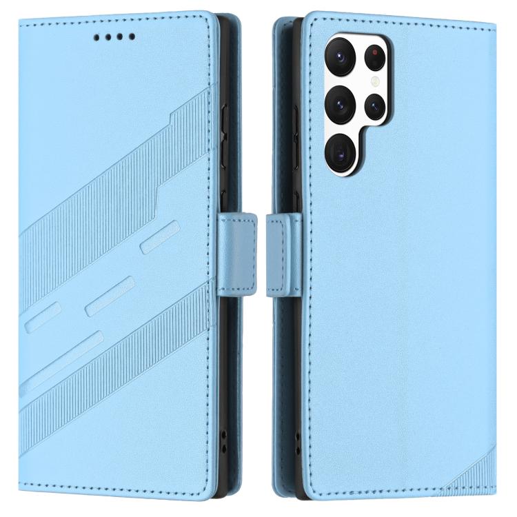 For Samsung Galaxy S24 Ultra 5G Embossed Multi-functional Side Suction Wallet Retro Leather Phone Case