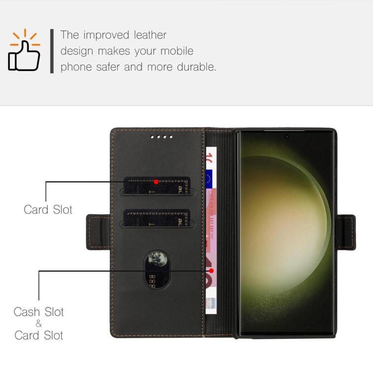 For Samsung Galaxy S25 Ultra 5G Embossed Multi-functional Side Suction Wallet Retro Leather Phone Case