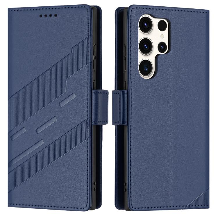 For Samsung Galaxy S25 Ultra 5G Embossed Multi-functional Side Suction Wallet Retro Leather Phone Case
