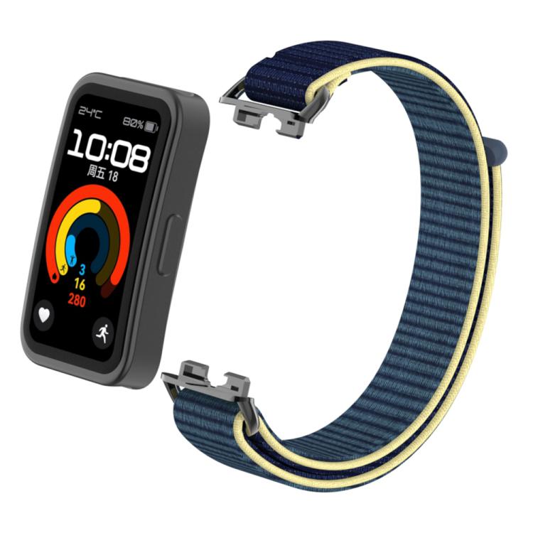 For Huawei Band 10 / 9 / 8 Metal Connector Nylon Loop Hook and Loop Fastener Watch Band