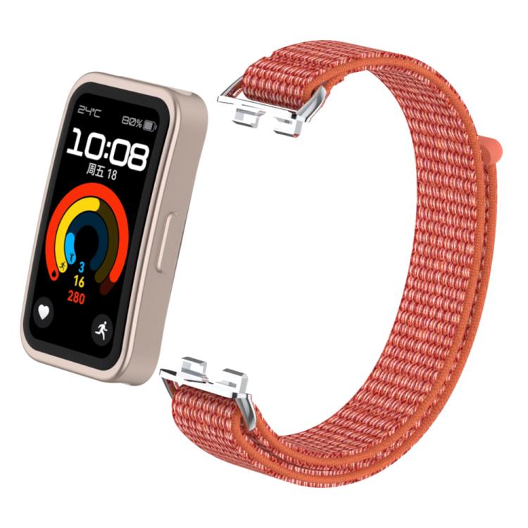 For Huawei Band 10 / 9 / 8 Metal Connector Nylon Loop Hook and Loop Fastener Watch Band