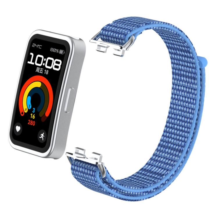 For Huawei Band 10 / 9 / 8 Metal Connector Nylon Loop Hook and Loop Fastener Watch Band