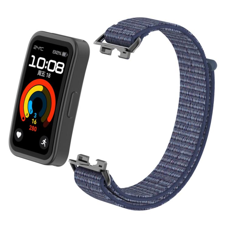 For Huawei Band 10 / 9 / 8 Metal Connector Nylon Loop Hook and Loop Fastener Watch Band