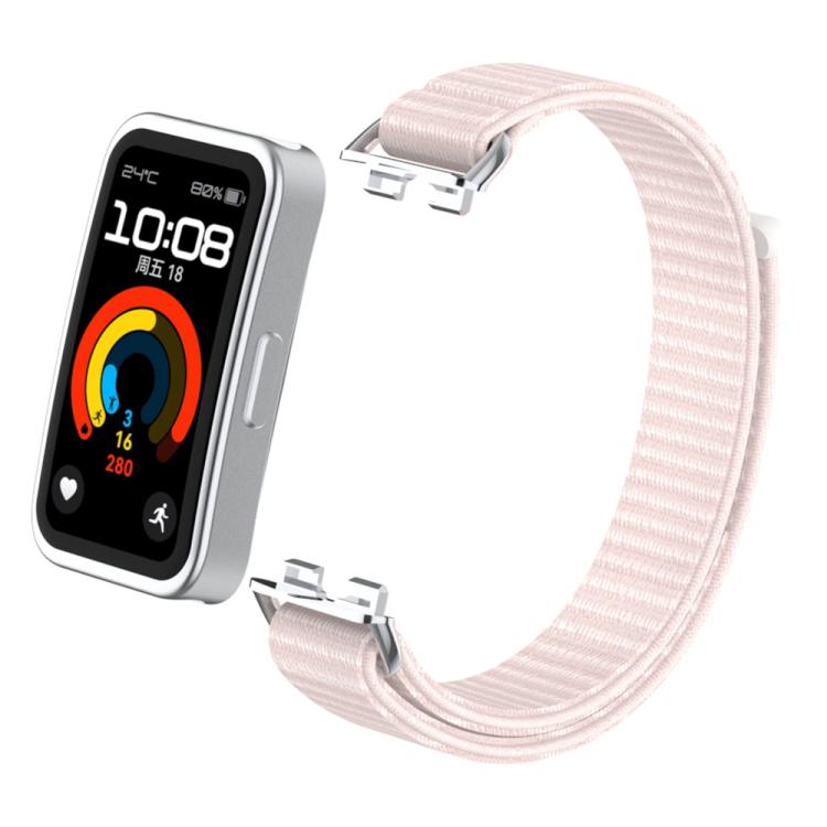For Huawei Band 10 / 9 / 8 Metal Connector Nylon Loop Hook and Loop Fastener Watch Band