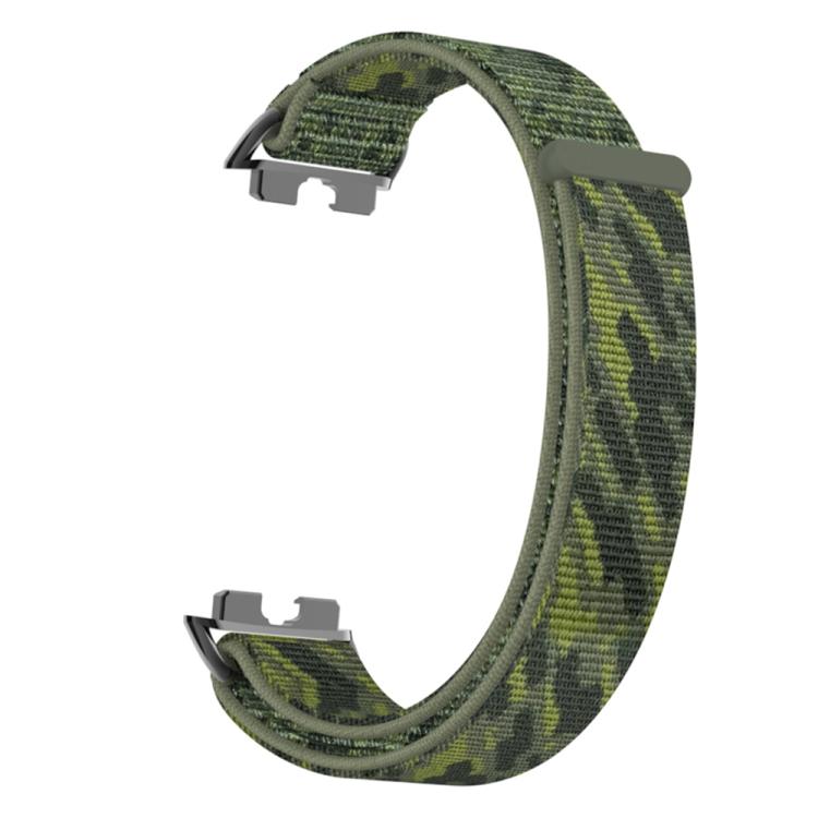 For Huawei Band 10 / 9 / 8 Metal Connector Nylon Loop Hook and Loop Fastener Watch Band