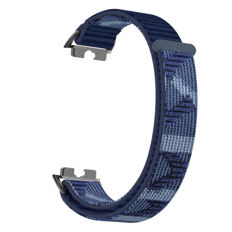 For Huawei Band 10 / 9 / 8 Metal Connector Nylon Loop Hook and Loop Fastener Watch Band