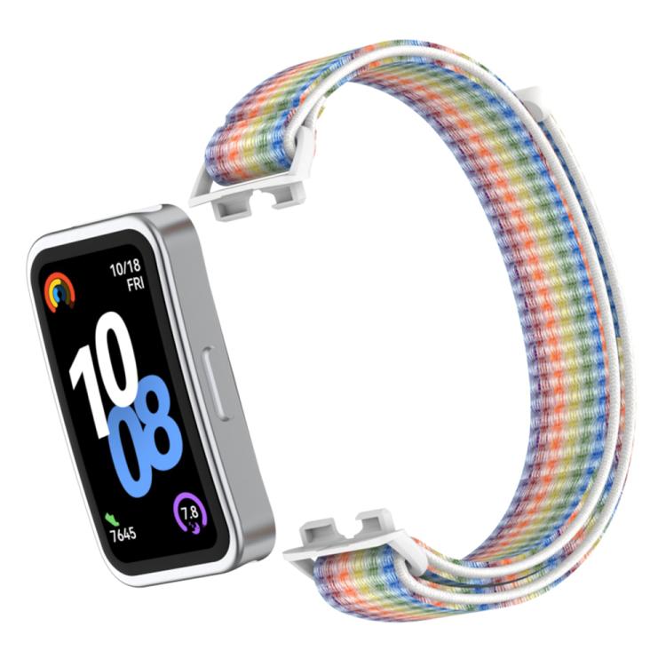 For Huawei Band 10 / 9 / 8 Plastic Connector Nylon Loop Hook and Loop Fastener Watch Band