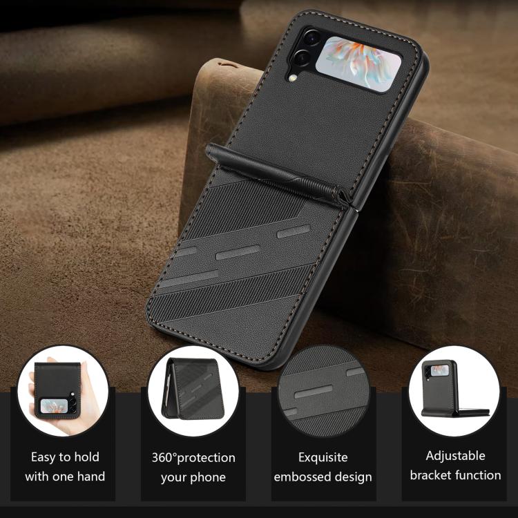 For Samsung Galaxy Z Flip4 5G Embossed Multi-functional Wallet Retro Leather Phone Case
