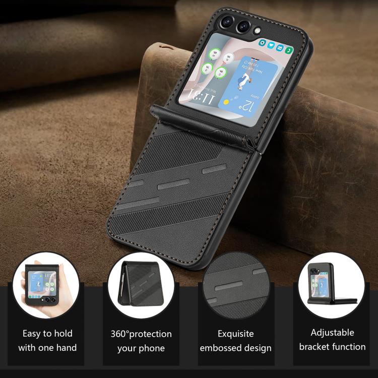 For Samsung Galaxy Z Flip5 5G Embossed Multi-functional Wallet Retro Leather Phone Case
