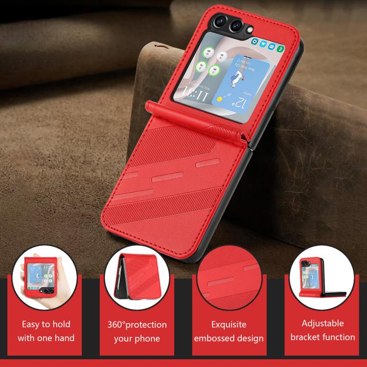 For Samsung Galaxy Z Flip5 5G Embossed Multi-functional Wallet Retro Leather Phone Case