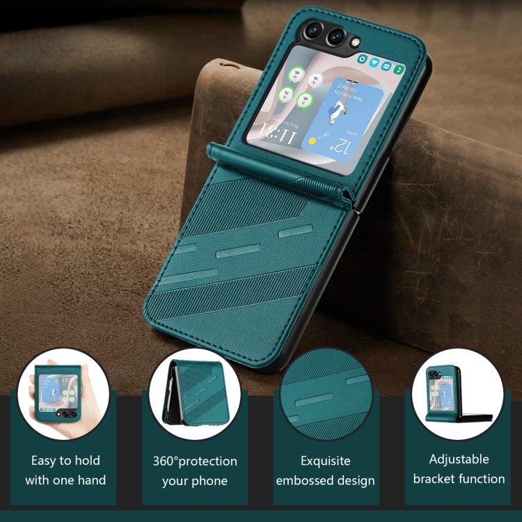 For Samsung Galaxy Z Flip5 5G Embossed Multi-functional Wallet Retro Leather Phone Case
