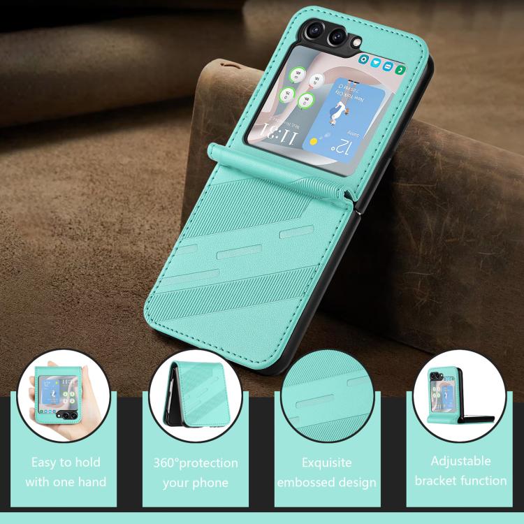 For Samsung Galaxy Z Flip5 5G Embossed Multi-functional Wallet Retro Leather Phone Case
