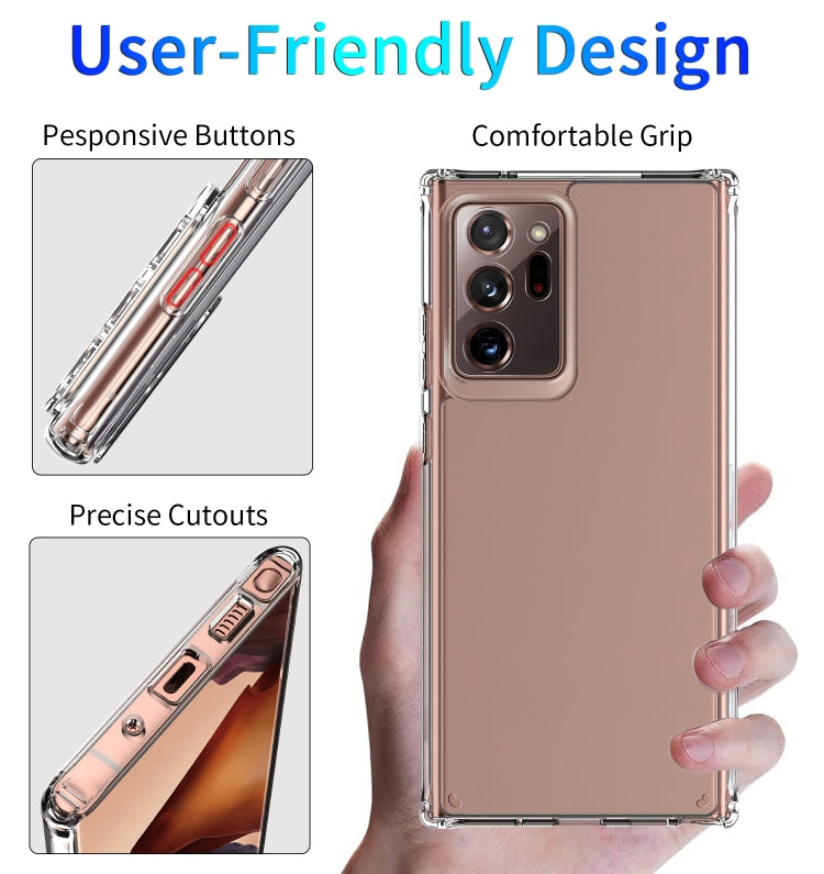 For  Samsung Galaxy Note20 Ultra Four Corner Airbag Shockproof TPU + PC Acrylic Case(Transparent)