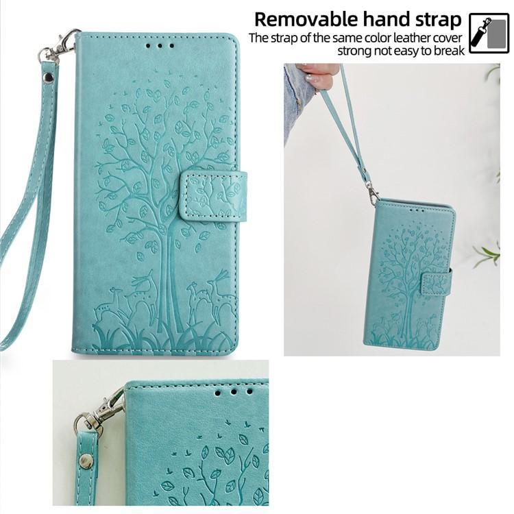 For Tecno Spark 40 Pro 4G Tree & Deer Embossed Leather Phone Case
