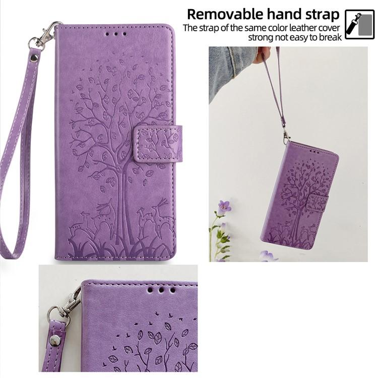 For Tecno Pova Slim 5G Tree & Deer Embossed Leather Phone Case