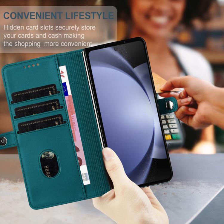 For Samsung Galaxy Z Fold5 5G Embossed Multi-functional Wallet Retro Leather Phone Case